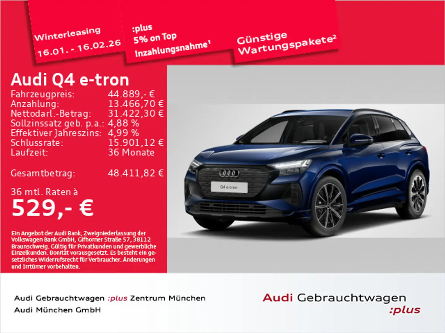 Audi Q4 e-tron 45 advanced AHK/Matrix/20"Zoll Blau - 1