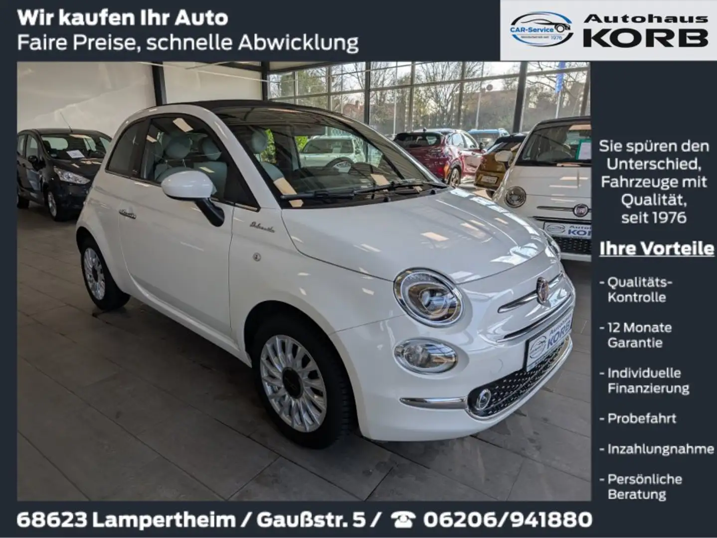 Fiat 500C 500 C 1.0 GSE N3 Hybrid Dolcevita Blanc - 1