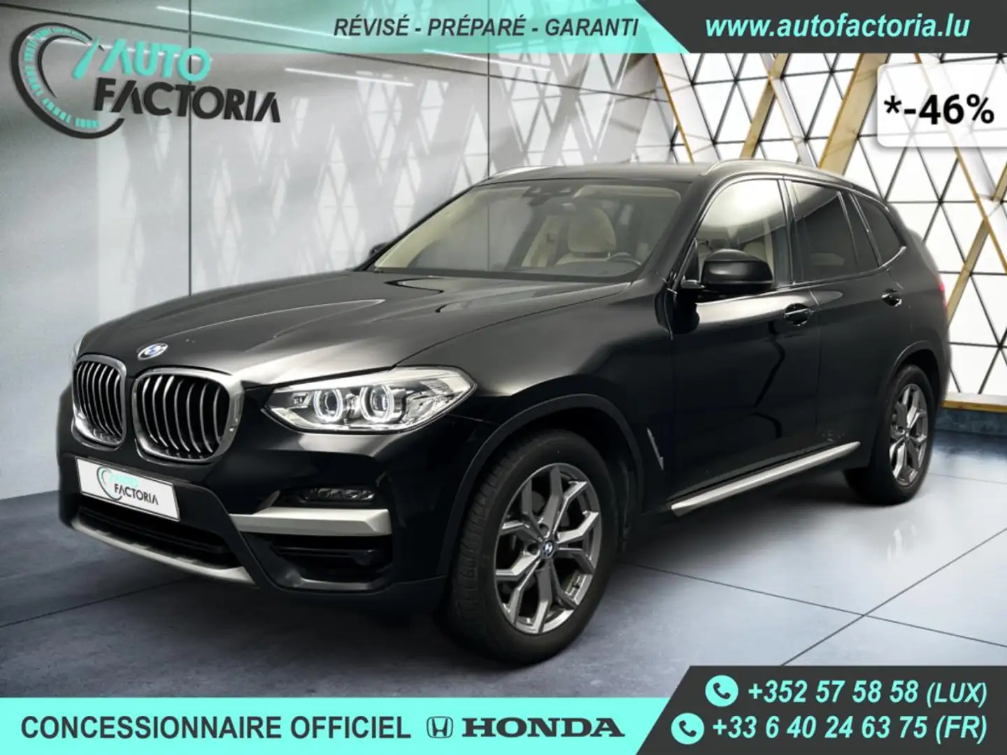 BMW X3 -46% 20D 190cv BVA 4x4 XLine +T.PANO+GPS+CUIR+Opts Black - 1