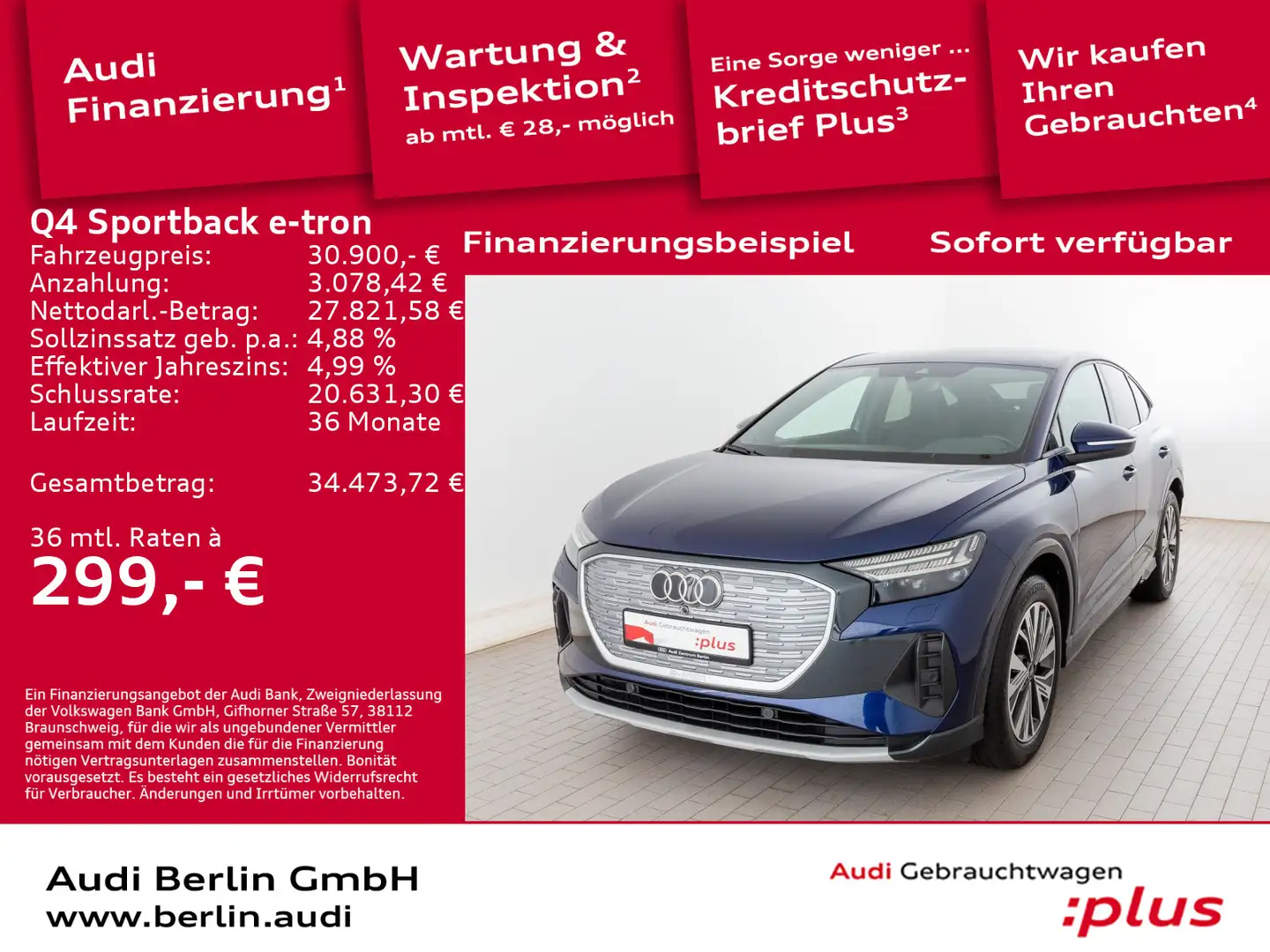 Audi Q4 e-tron 50 qu. PDC RFK NAVI MATRIX Blau - 1