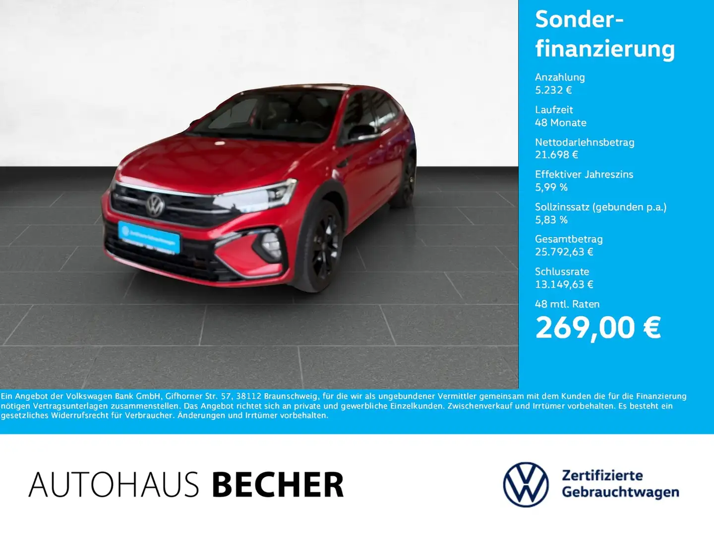 Volkswagen Taigo R Line 1.5 TSI DSG /Rückfahrk/Pano/CarPlay Rot - 1