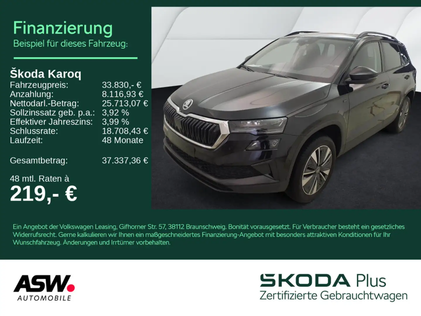 Skoda Karoq Selection 1.5TSI DSG LED Nav 360° Pano AHK Schwarz - 1