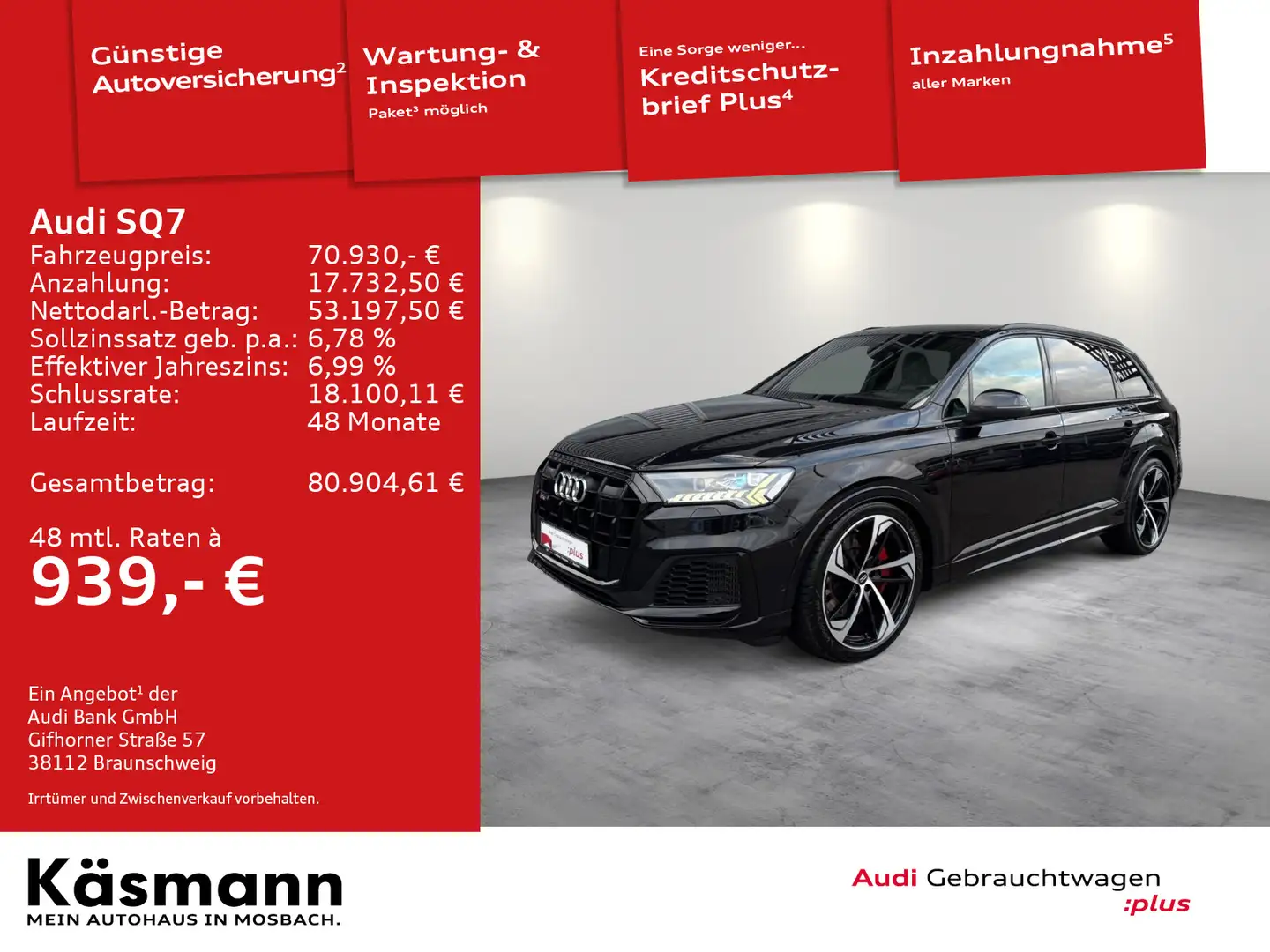 Audi SQ7 TDI qu 7 SITZE HD-MATRIX AHK HUD PANO STDHZ Noir - 1