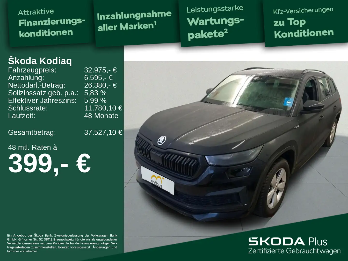 Skoda Kodiaq 1.5 TSI Sportline*NAV*ACC*MATRIX*RFK*LANE Schwarz - 1