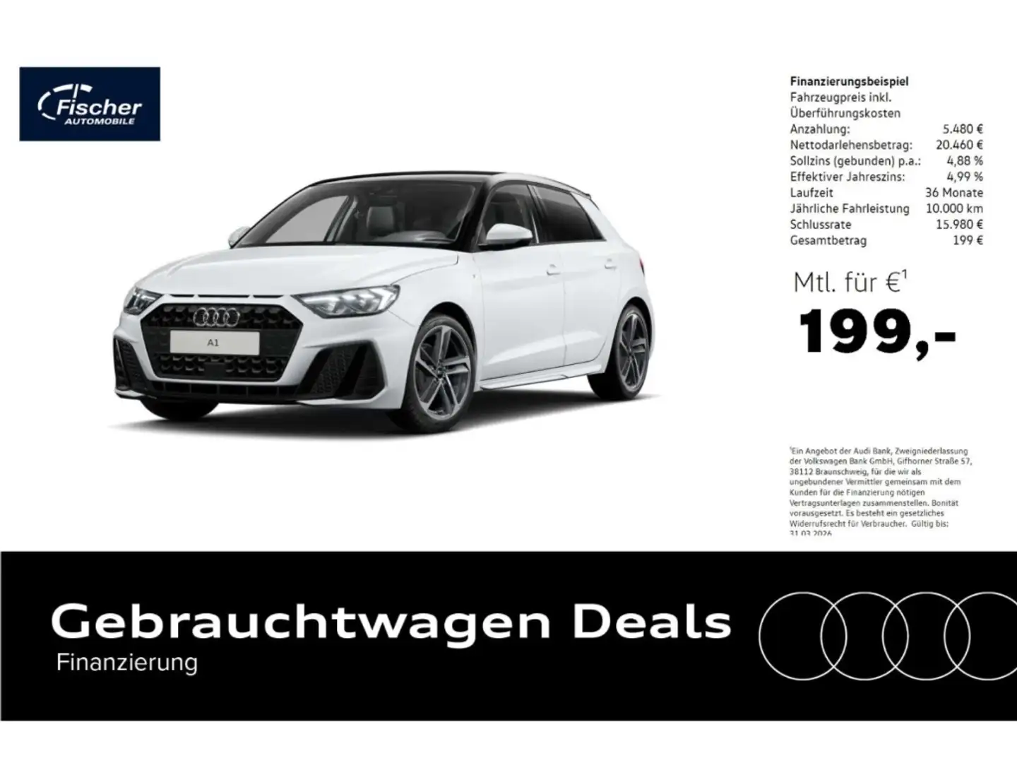 Audi A1 Sportback 25 TFSI S line S-Tronic LED/17'' Weiß - 1