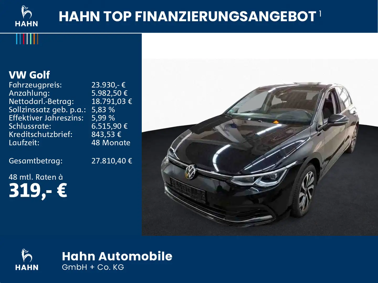 Volkswagen Golf VIII 1,5TSI ACTIVE STANDHZ NAV LED ACC KAM Schwarz - 2