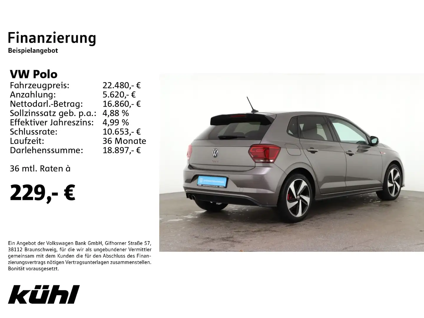Volkswagen Polo 6 VI GTI 2.0 TSI DSG LED ACC Navi 17" Grigio - 2