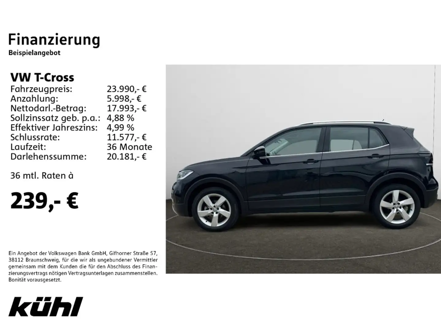 Volkswagen T-Cross 1.5 TSI DSG Style Navi,App-Connect Schwarz - 2