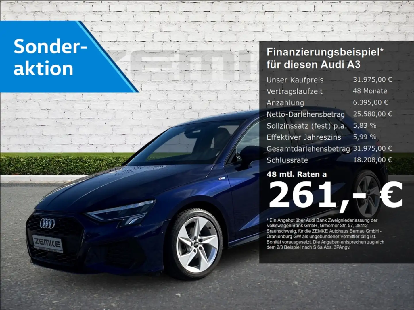 Audi A3 Sportback 35 TFSI S tronic S line Navi digitales C Bleu - 1