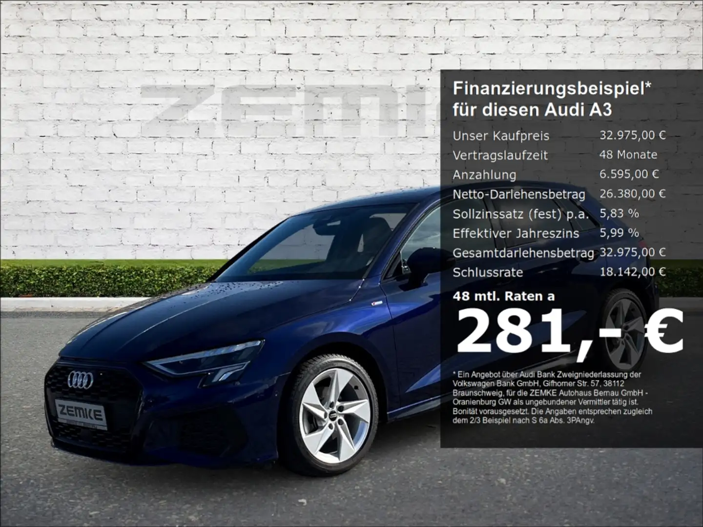 Audi A3 Sportback 35 TFSI S tronic S line Navi digitales C Blauw - 1