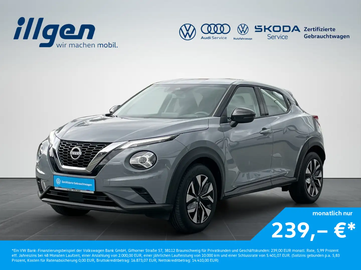 Nissan Juke 1.0 DIG-T ACENTA+LED+NAV+SHZ+KAM+GRA+8-FACH Gris - 1