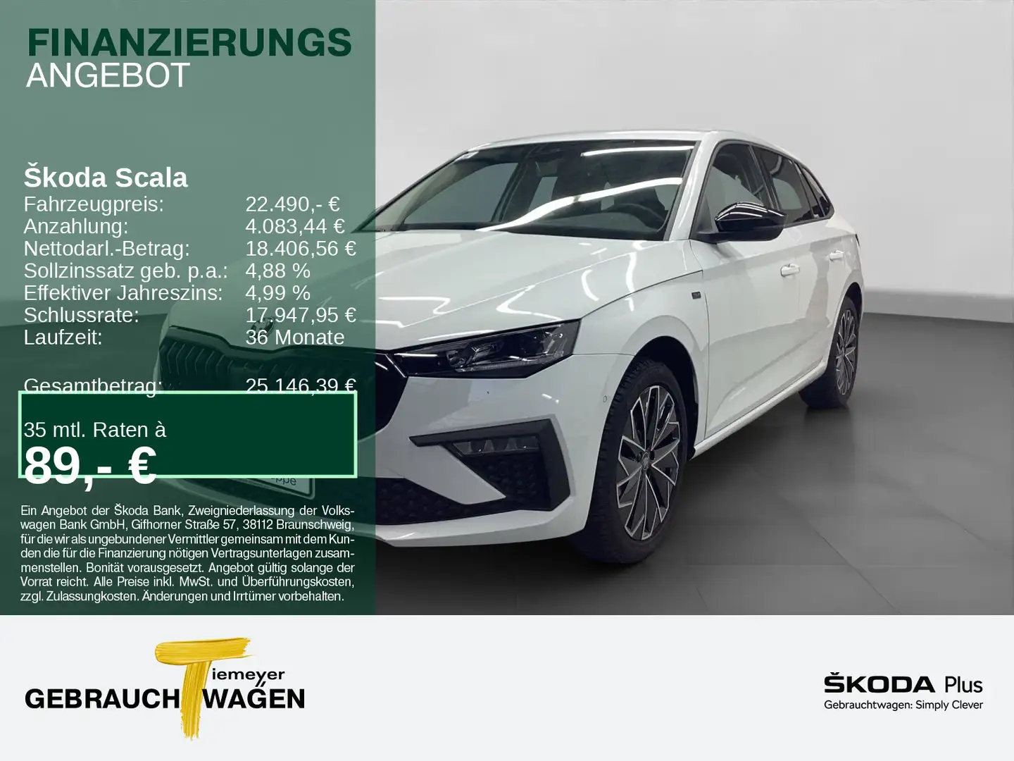 Skoda Scala 1.5 TSI SELECTION LM17 KAMERA SITZHZG VIRT Weiß - 1