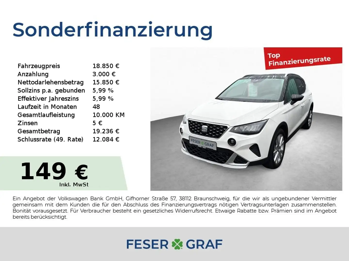 SEAT Arona XPERIENCE 1.0 TSI DSG KAMERA NAVI SHZ Weiß - 1