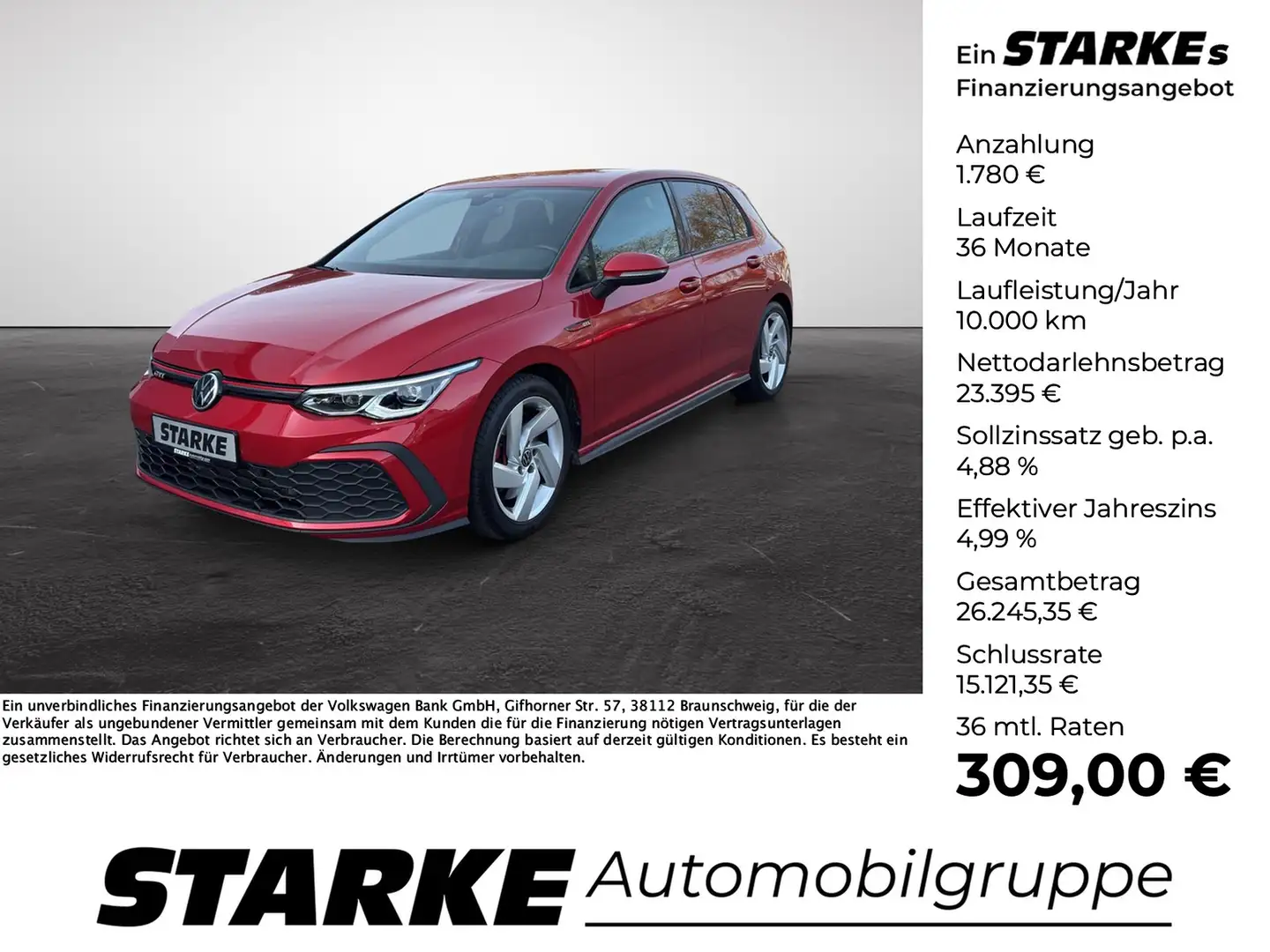Volkswagen Golf GTI 2.0 TSI DSG Rot - 1