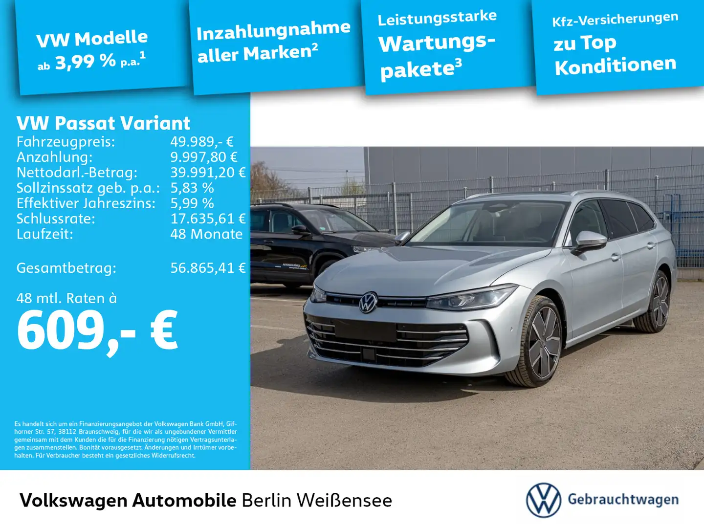 Volkswagen Passat Variant TDI Elegance RFK*HUD*PANO*LED Silber - 1