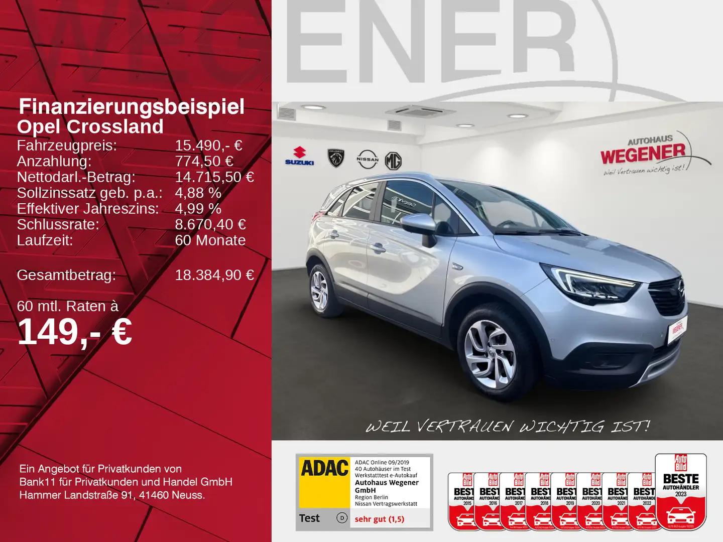 Opel Crossland CROSSLAND ULTIMATE AT HEADUP KLIMA LED SHZ Grau - 2