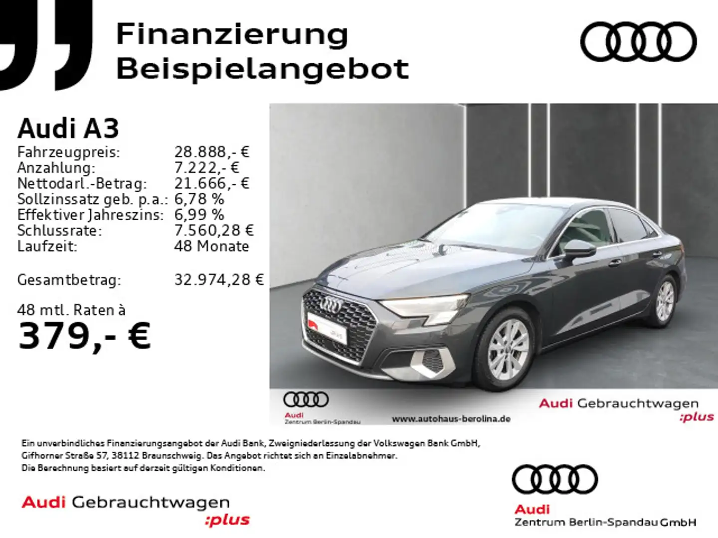 Audi A3 A3 Lim. 35 TFSI S line int. S tronic *PANO*HuD* Grau - 1