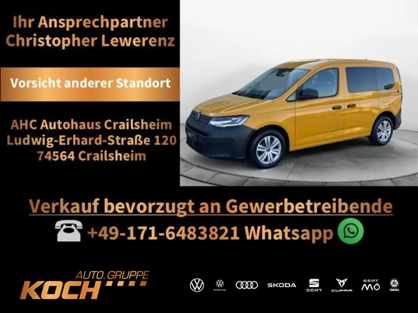Volkswagen Caddy 2.0 TDI LED Navi AHK Sitzheiz Gelb - 1