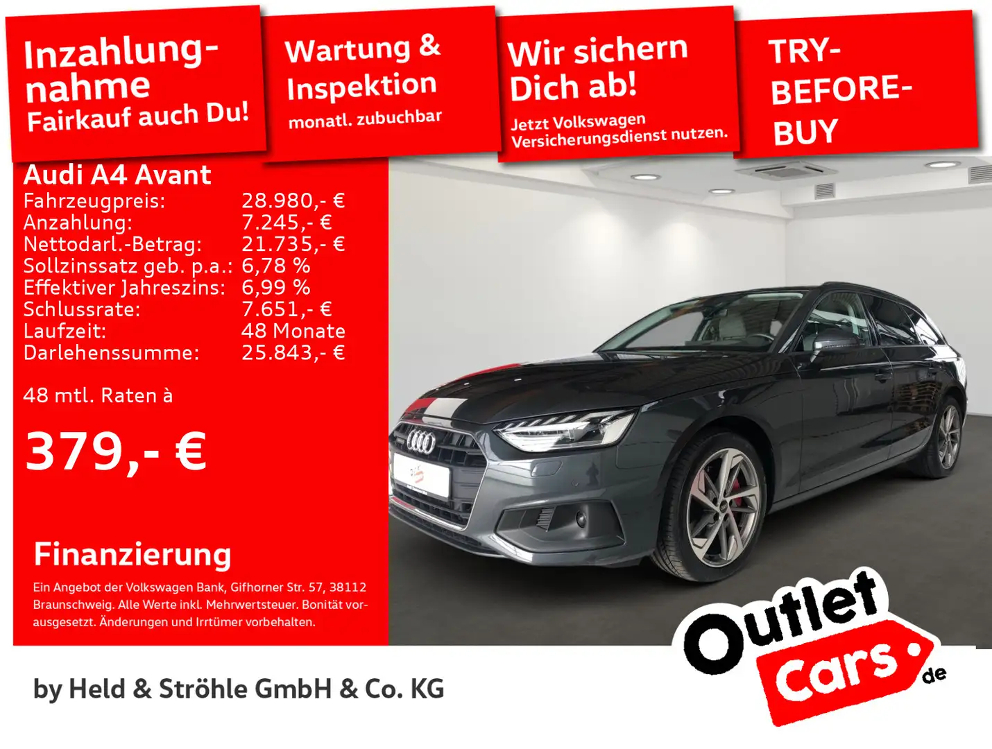 Audi A4 40 TDI qu. S tronic AHK MATRIX R-KAM Grau - 1