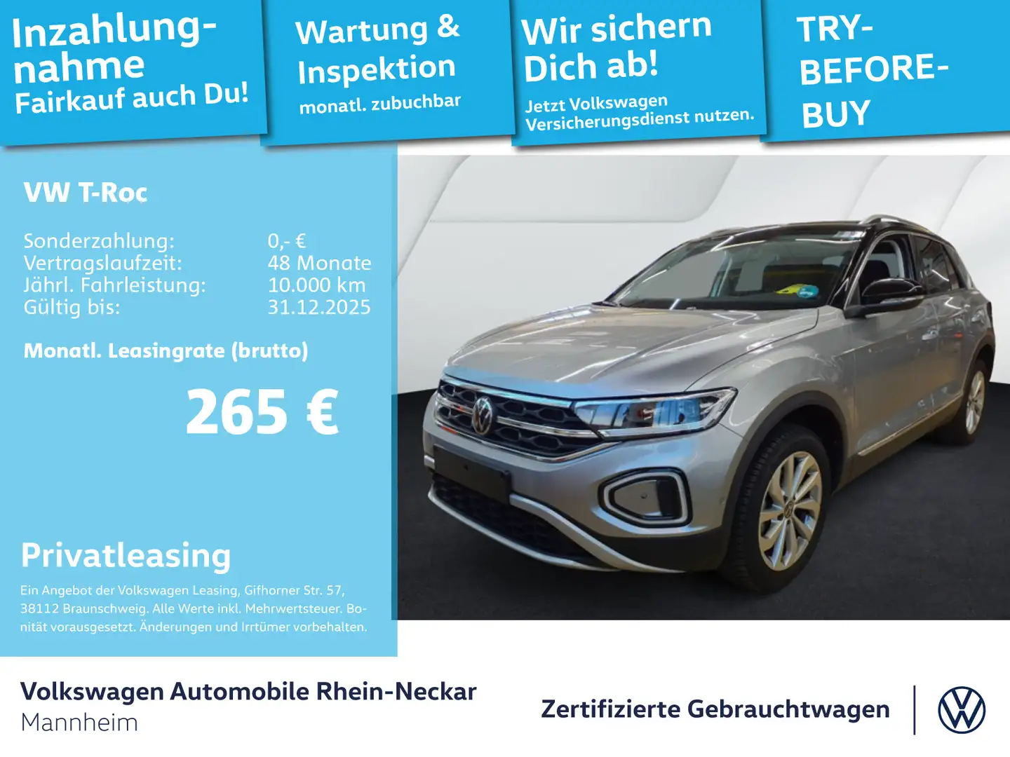 Volkswagen T-Roc 1.5 TSI Style DSG Navi AHK LED uvm Silber - 1