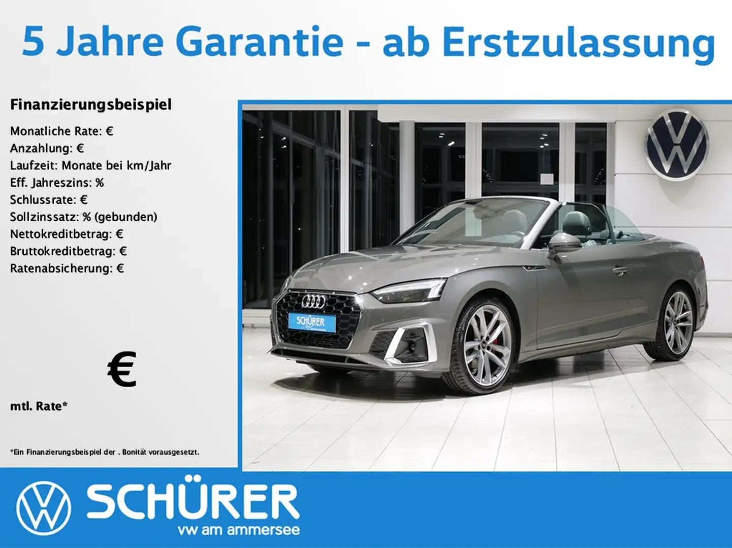Audi A5 Cabriolet 40 TFSI quattro S line Gris - 1