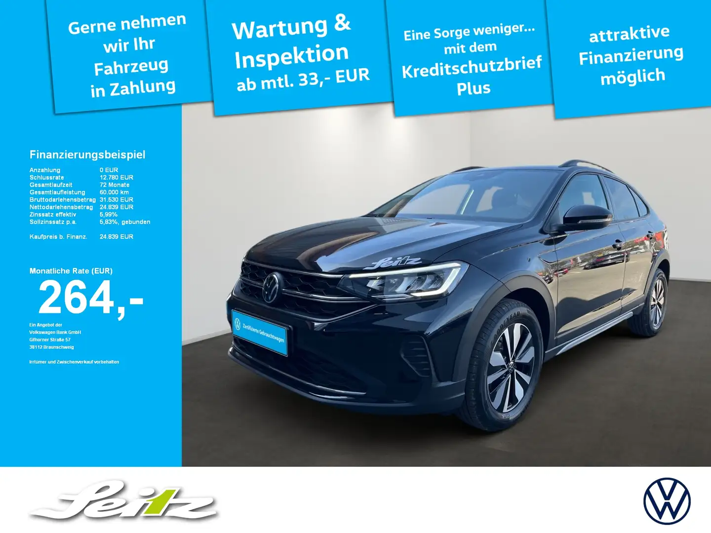 Volkswagen Taigo Life 1.0 TSI Goal Navi*Kamera*DAB*SHZ vo*Einparkhi Schwarz - 1