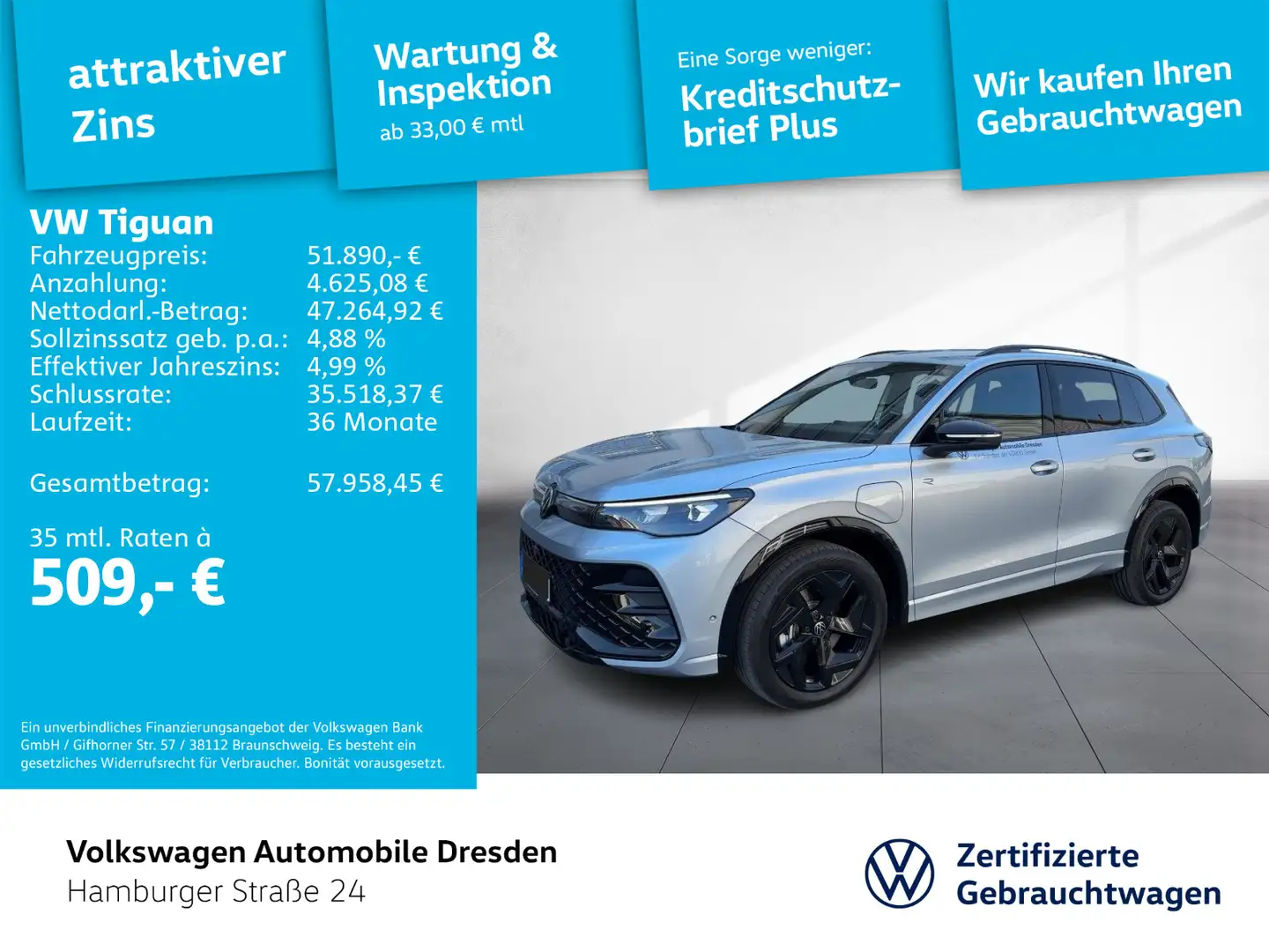 Volkswagen Tiguan R-Line 1,5 eHybrid OPF 6-Gang-DSG Silber - 1