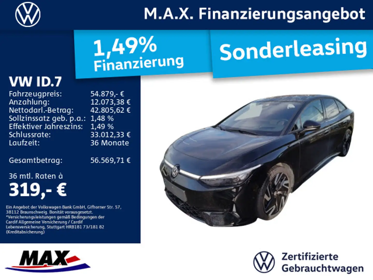 Volkswagen ID.7 GTX 4M MATRIX LED+KAMERA+AHK+PDC+DCP+ACC Schwarz - 1