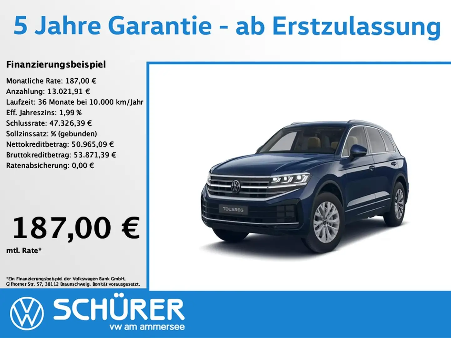 Volkswagen Touareg 3.0TDI Elegance AHK Allradlenkung Matrix Luft L... Blauw - 1
