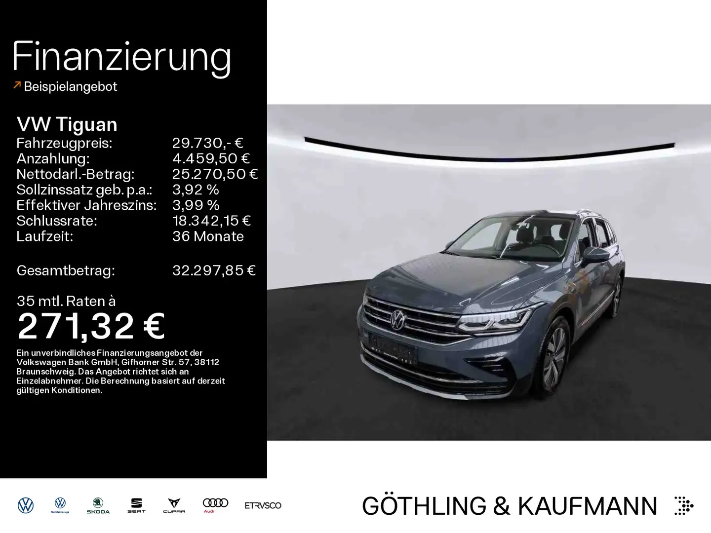 Volkswagen Tiguan Elegance 1.4TSI eHybrid*NAVI*AHK*KAM*IQ-L Grau - 1