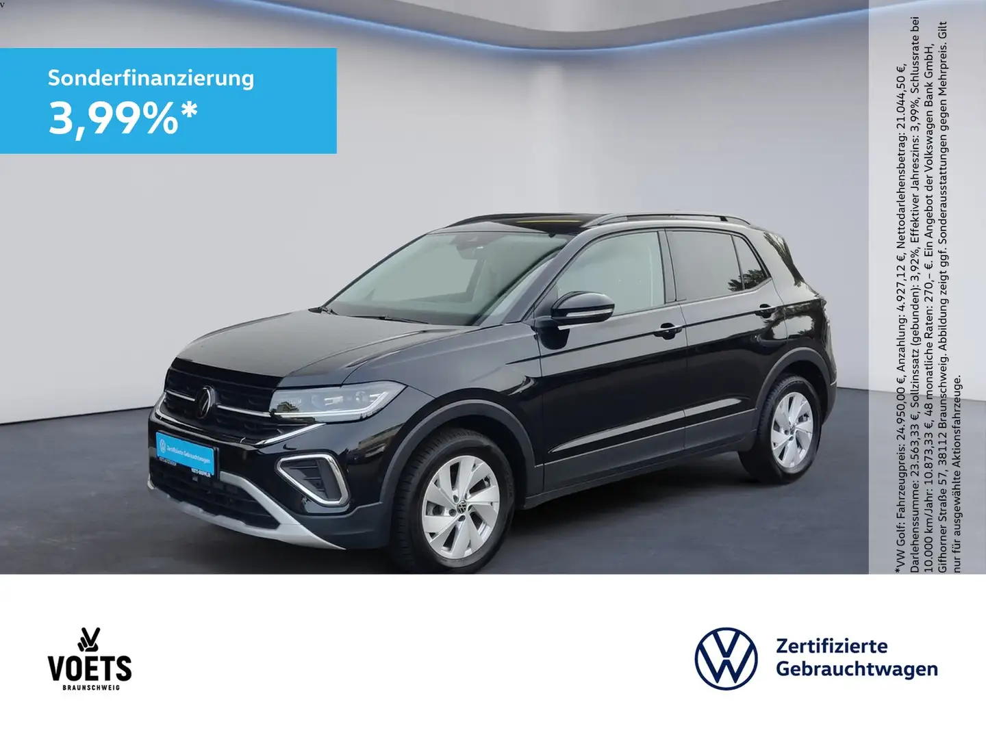 Volkswagen T-Cross Life 1.5 TSI DSG MATRIX-LED+RearView+ACC Zwart - 1