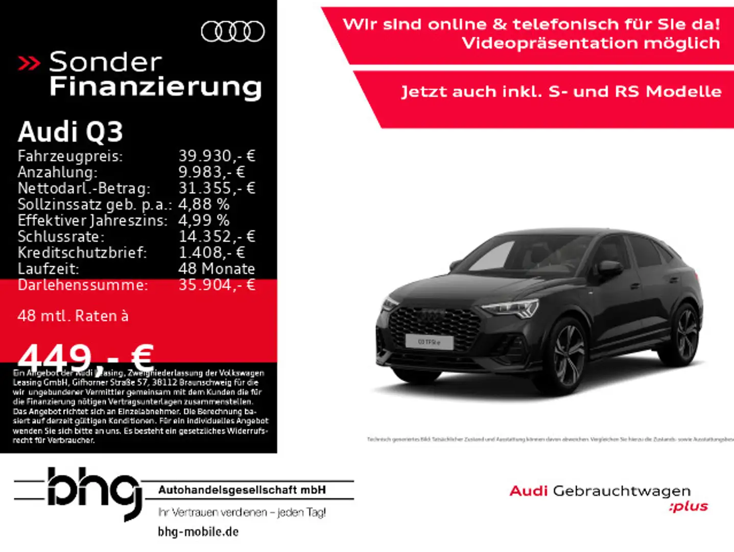 Audi Q3 Sportb. S line 45 TFSIe S tronic Schwarz - 1