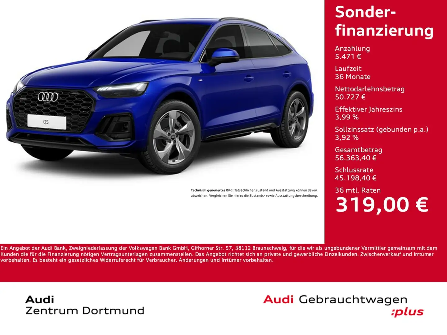 Audi Q5 Sportback 45 quattro S LINE BLACKPAK AHK LM20 Blau - 1