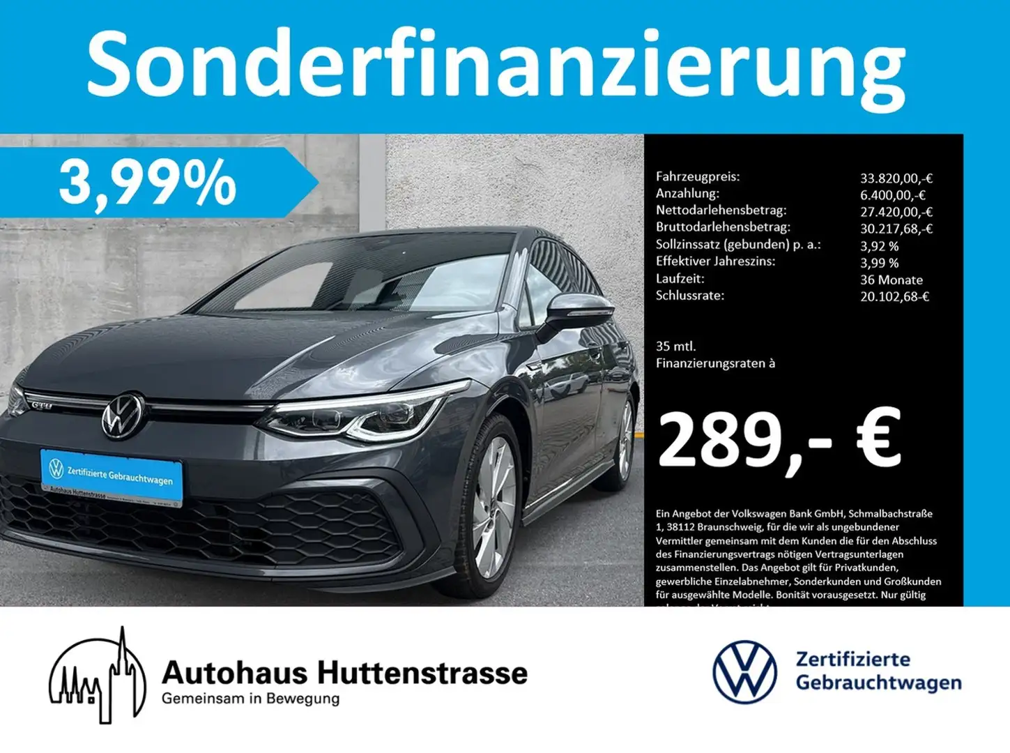 Volkswagen Golf VIII GTD DSG LEDER STANDHZG AHK 19" Grau - 1