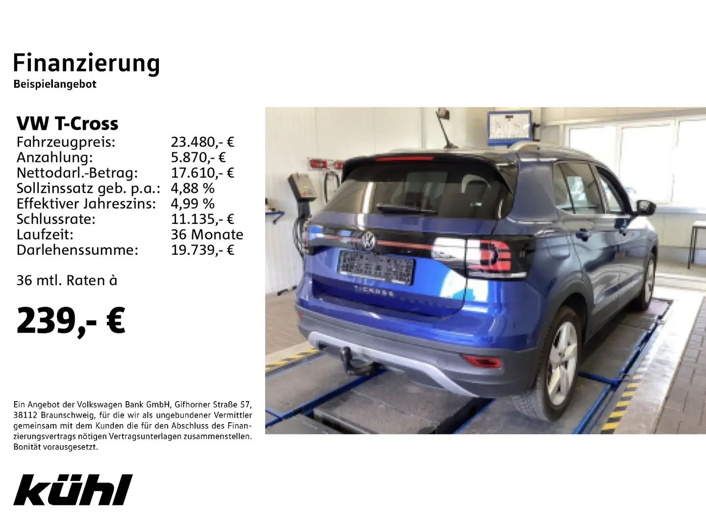 Volkswagen T-Cross 1.0 TSI DSG Style LED ACC Kamera App Nav Blau - 2