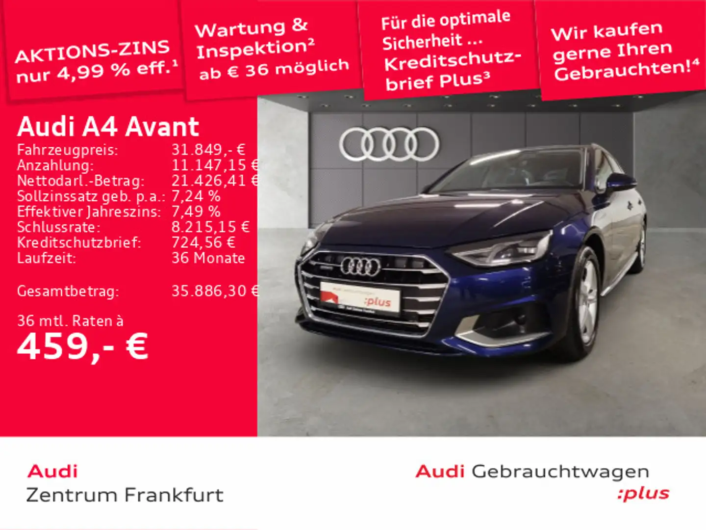 Audi A4 50 TDI quattro tiptronic advanced LED D Blau - 1