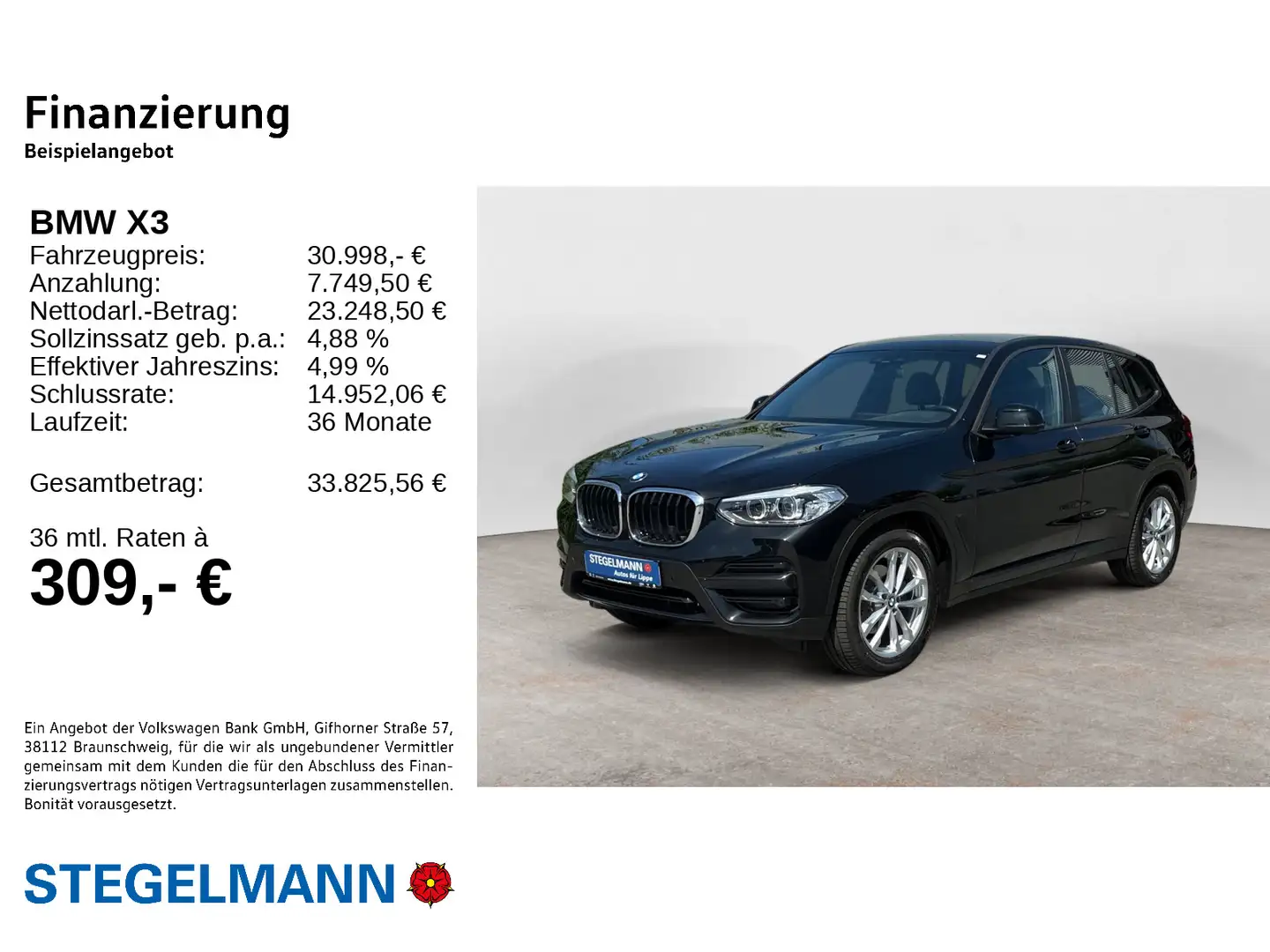 BMW X3 xDrive 20i Automatik Advantage DTC*LED*Navi*K Noir - 2
