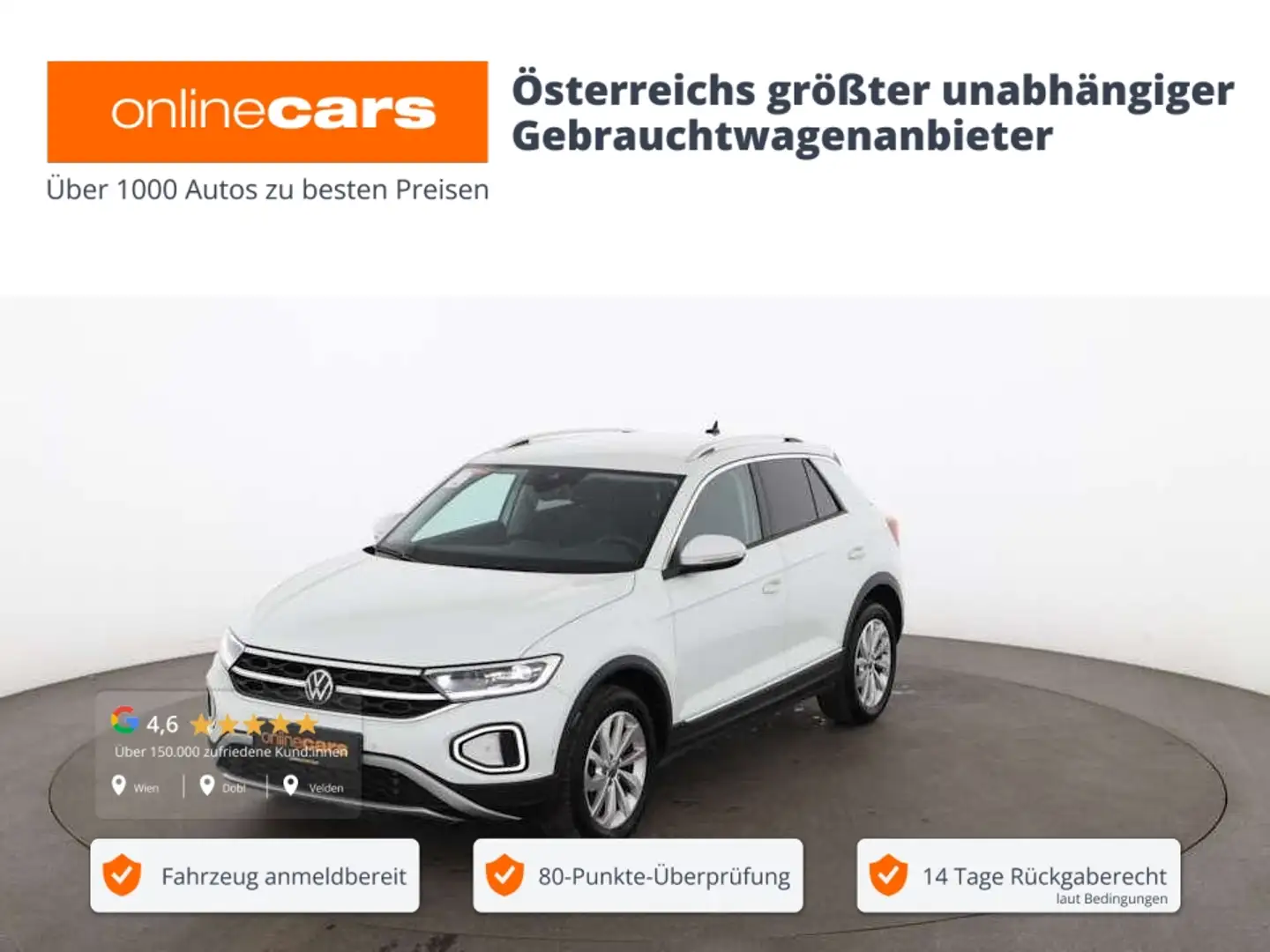 Volkswagen T-Roc 2.0 TDI Style Aut MATRIX AHK RADAR NAVI PDC Weiß - 1