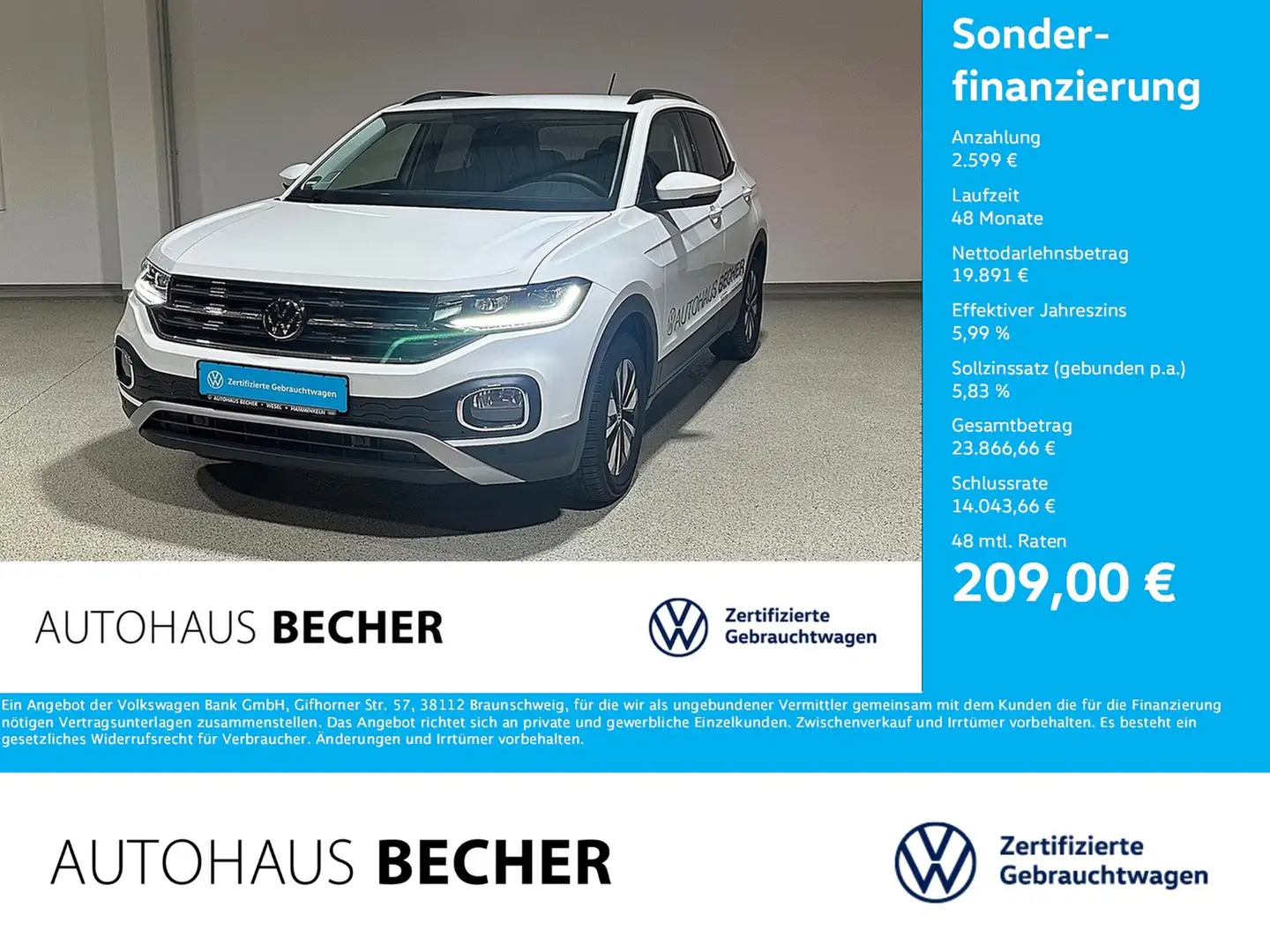 Volkswagen T-Cross Life 1.0 TSI DSG /IQ.Drive/Sitzhz/LED Weiß - 1