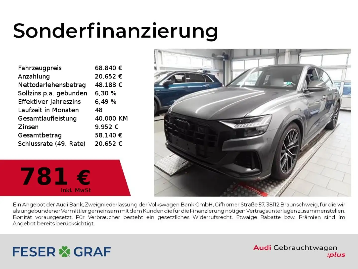 Audi SQ8 TFSI comp+ Sportsitze+,Kameras,Matrix,LederRautens Grau - 1