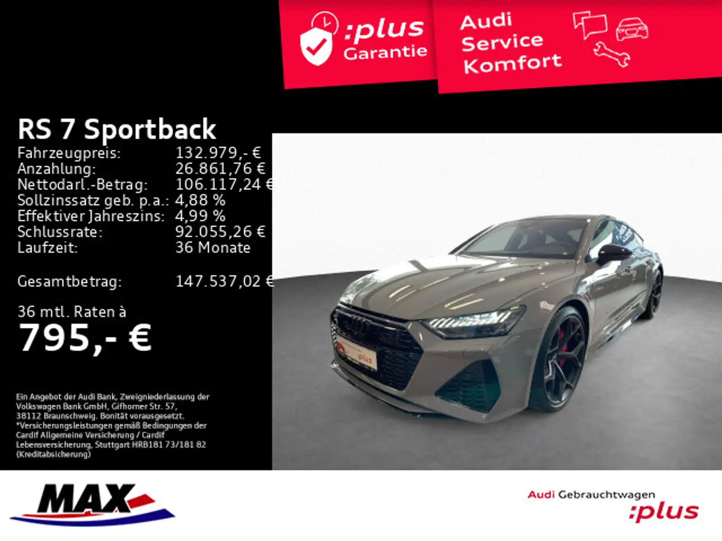 Audi RS7 RS7 Sportback performance MATRIX LED+PANO+KAM+HU Gris - 1