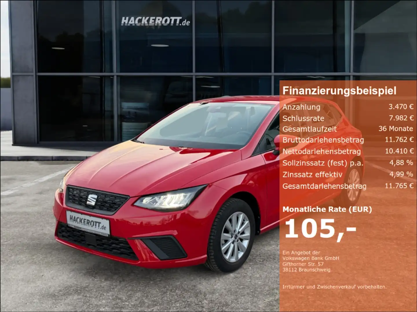 SEAT Ibiza Style 1.0 MPI Pro Paket Bluetooth Full Link virtua Rot - 1