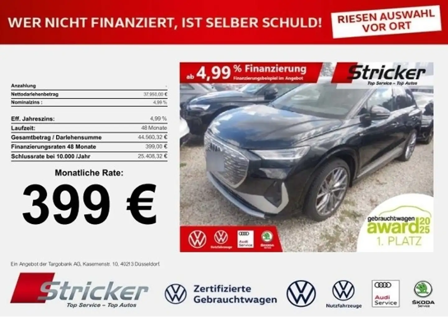 Audi Q4 e-tron 45 S-Line 399,-ohne Anzahlung Leder Matrix Kamera Schwarz - 1