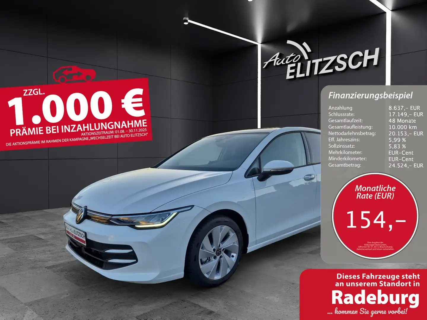 Volkswagen Golf VIII Life TSI LED ACC AHK PANO SHZ Weiß - 1