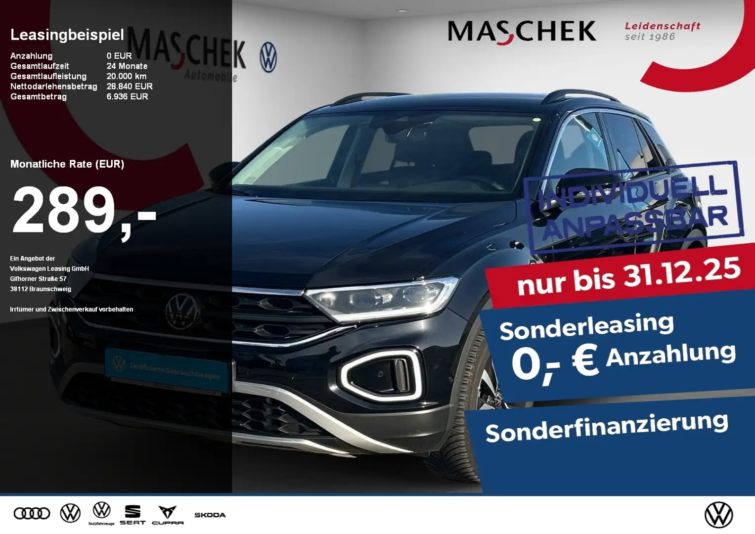 Volkswagen T-Roc Goal 2.0 TDI DSG AHK Navi Sitzh. PDC GRA Schwarz - 1