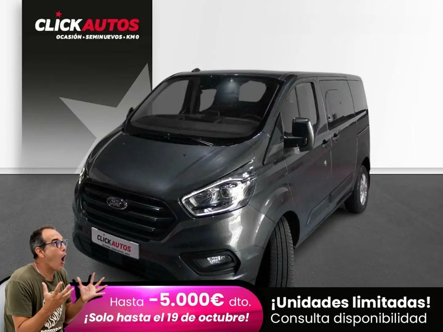 Ford Transit Custom 2.0 Ecoblue 150CV FT320 L1 Trend auto 8 plazas Gris - 1