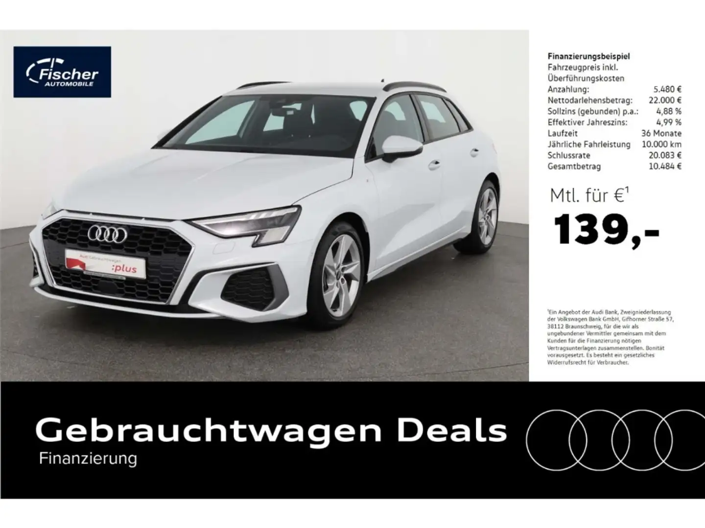 Audi A3 Sportback 30 TFSI S line Weiß - 1