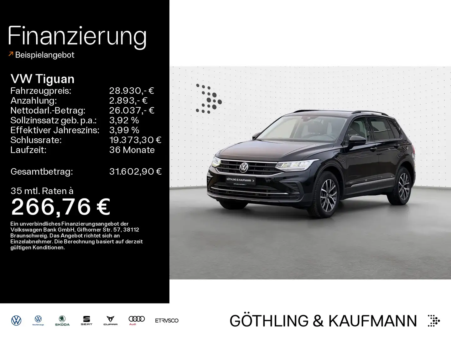 Volkswagen Tiguan Life 1.4TSI eHybrid*NAVI*LEDER*KAM*SHZ*Ke Schwarz - 1