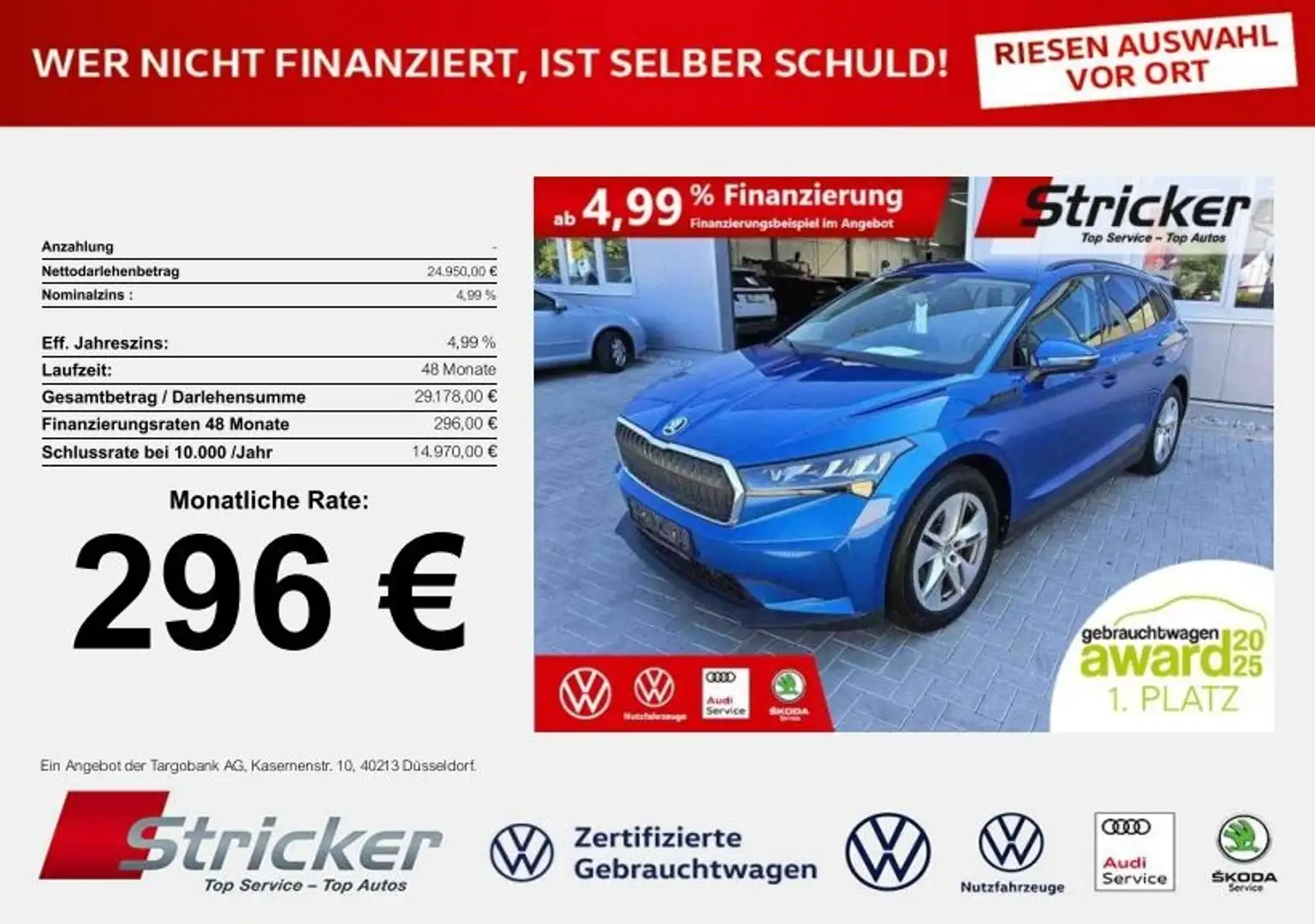 Skoda Enyaq iV60 Loft 296,-ohne Anzahlung Navi ACC Wärmepumpe Blau - 1