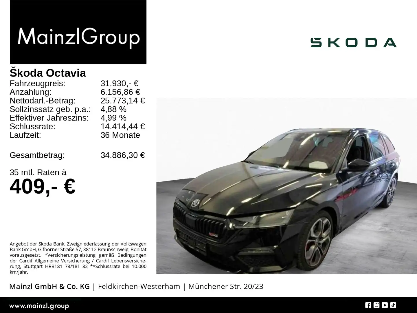 Skoda Octavia Combi RS 2.0 TDI DSG Pano HUD Canton ACC Schwarz - 1